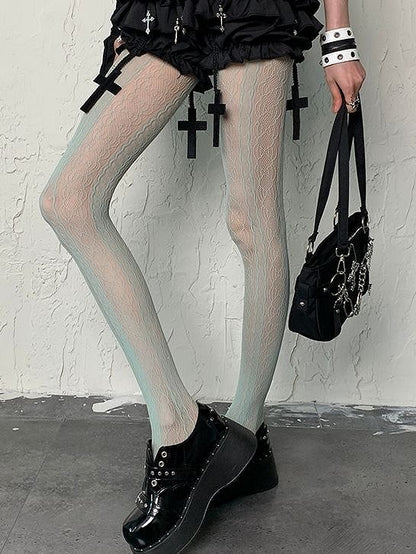 Gyaru Fashion Mint Green Hollow-out Design Y2K Tights