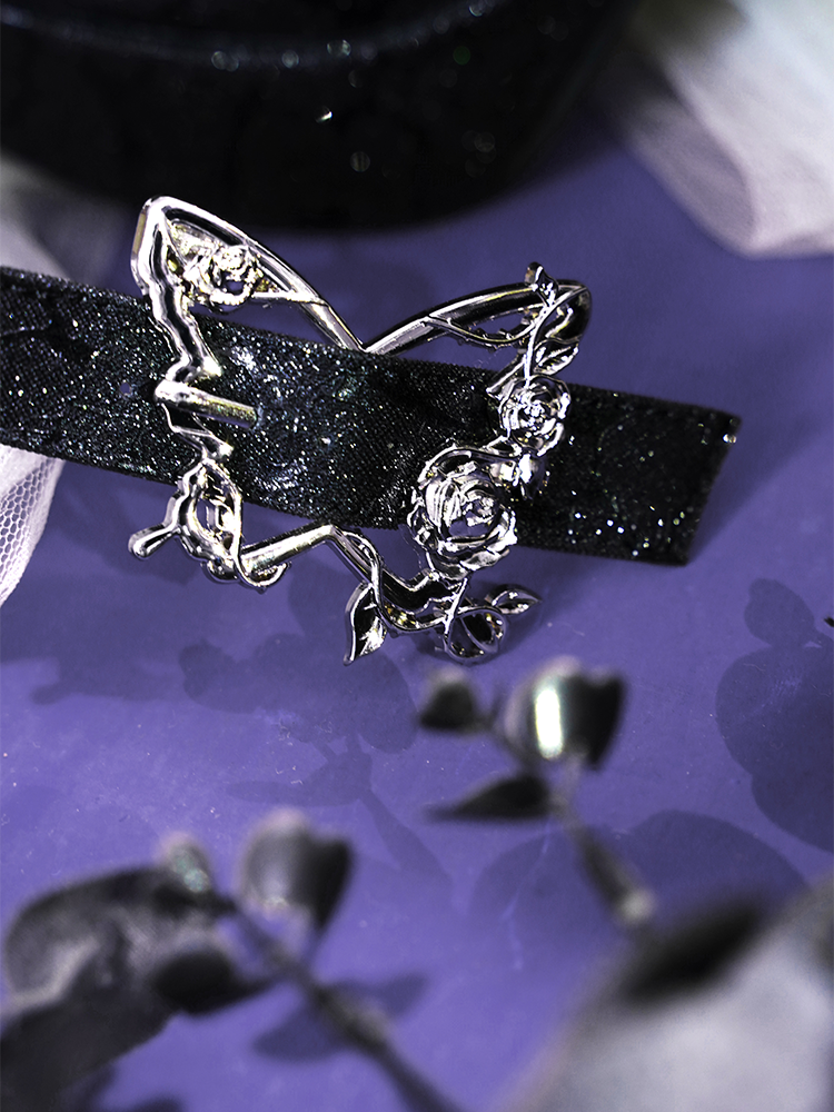 Black Butterfly Buckle 11cm Floral High Block Heel Platform Mary Janes