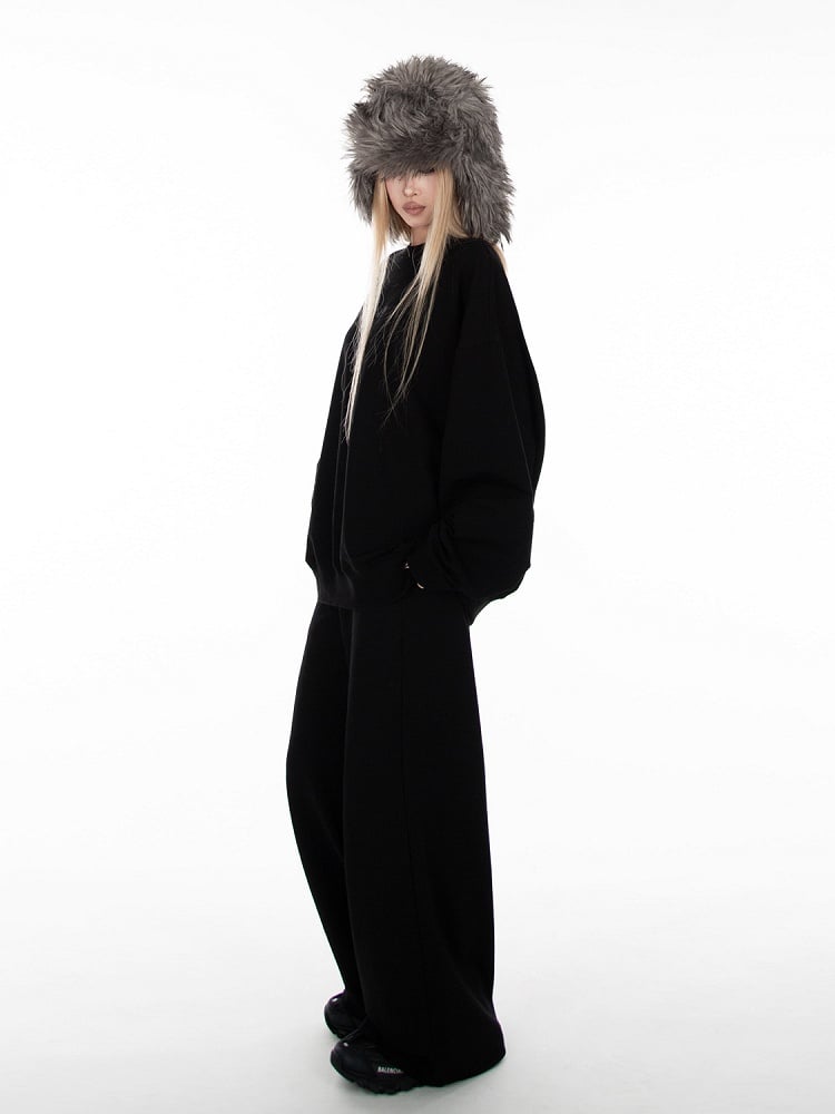 Black Long Sleeve Loose Sweatshirt