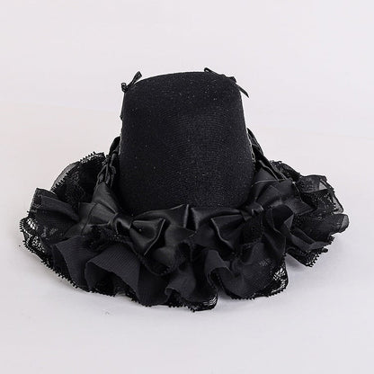 Black Floral Design Gothic Halloween Skeleton Mini Hat with Chains
