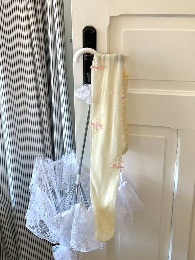 4 Color Options Beaded Decorated Bowknot Details Tights