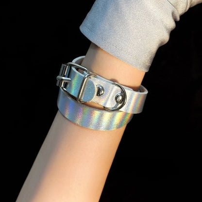 Silver Cyberpunk Finger Gloves + Silver Bracelet
