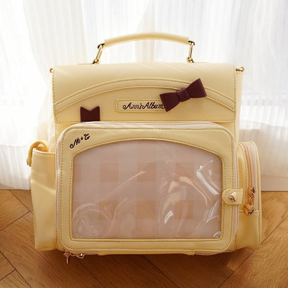Yellow 2-Way Ita Bag With Transparent Display Window And Bow Detail