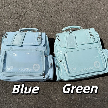 Blue Cute Kitty Ear Design Ita Backpack with Card Holder Charm