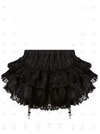 Black Tiered Lace Skirt with Key Charm Accents