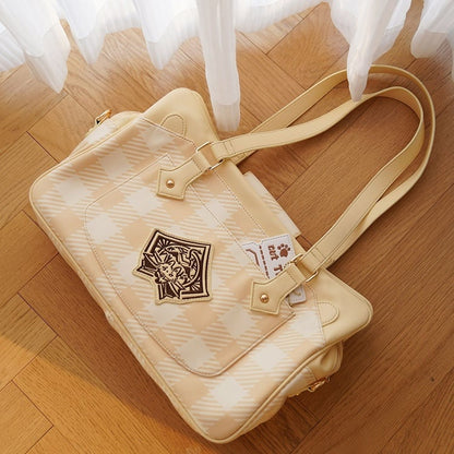 Plaid Pattern Large Capacity Yellow Ita Tote Bag
