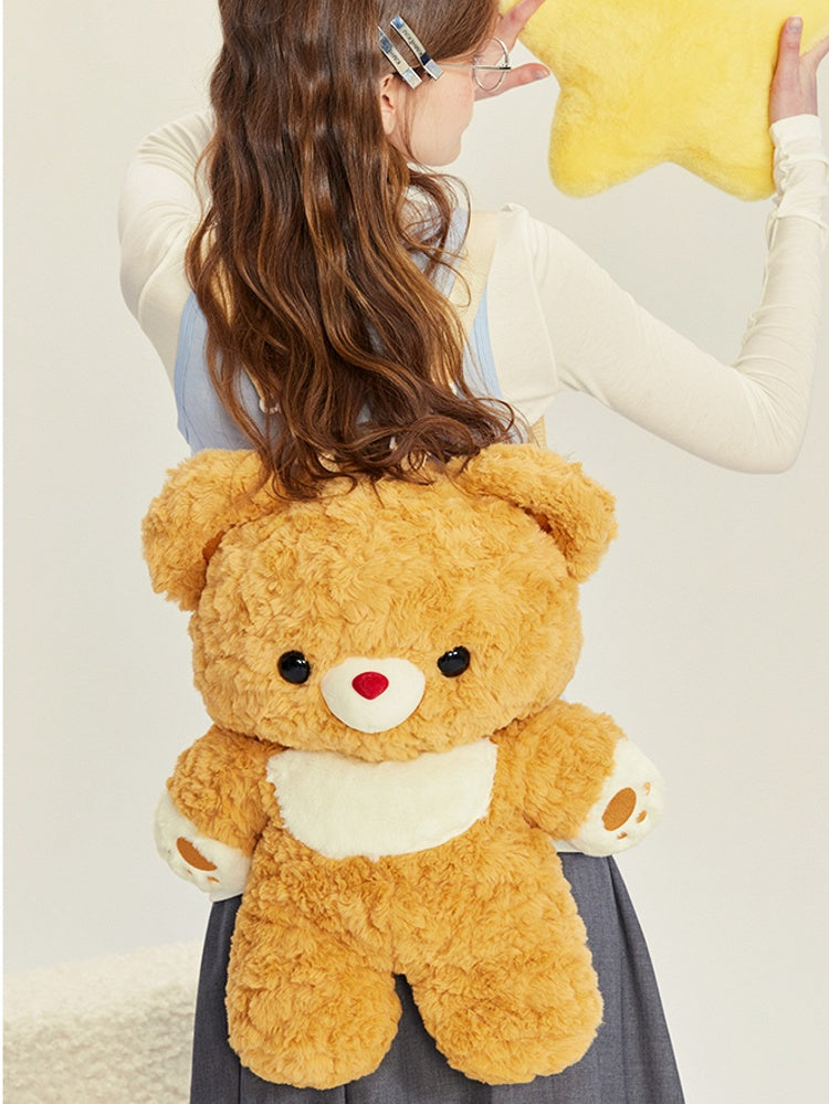 Yellow Bear Plush Backpack Detachable Shoulder Straps Middle/Large Size