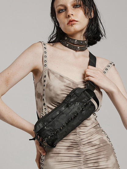 Black Punk One Shoulder Spiked Bag