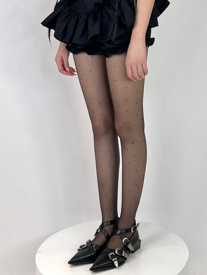 Thin Version Black Polka-dot Pattern Tights