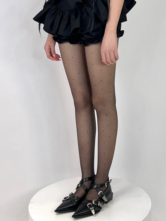 Thin Version Black Polka-dot Pattern Tights