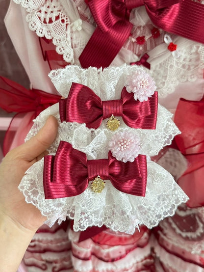 Pink/Purple/Blue/Red/White Floral Design Bowknot Wrist Cuffs