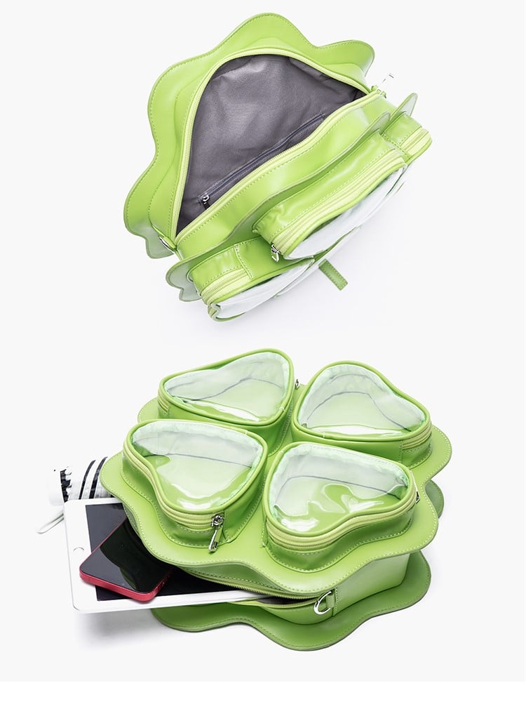 2-way Charming Orange Clover Ita Backpack In Kawaii Style