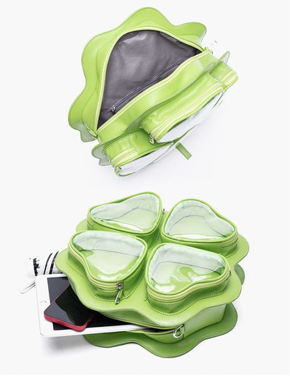 2-way Charming Orange Clover Ita Backpack In Kawaii Style