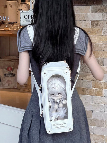 White&Gold Diamond Pattern 1/6 Scale BJD Doll Bag with Two Straps