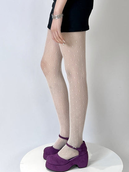 Black/White Polka-dot Pattern Tights