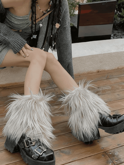 Light Gray Y2K 20CM/30CM/40CM Shaggy Leg Warmers
