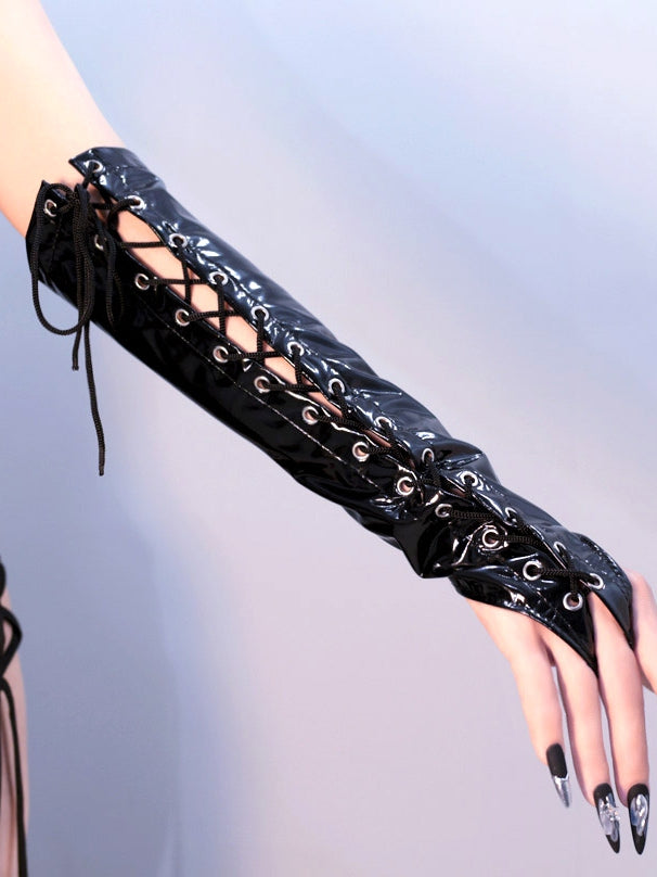 Black/Red Cyberpunk Lace-up Details Sleeves