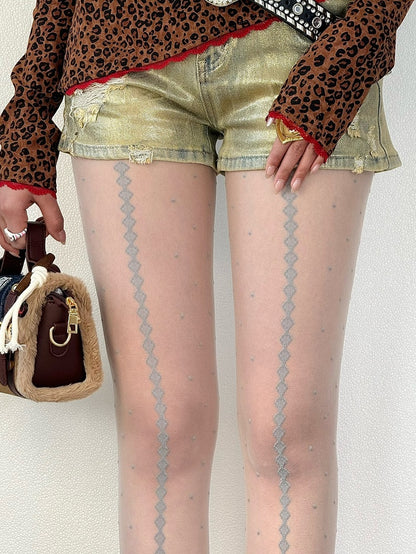 Black/White Polka-dot Pattern Tights