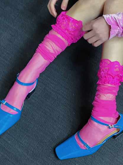 11 Color Options Lace Detail Sheer Stockings