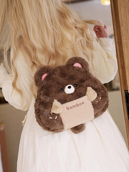 Brown Plush Cute Bear Backpack