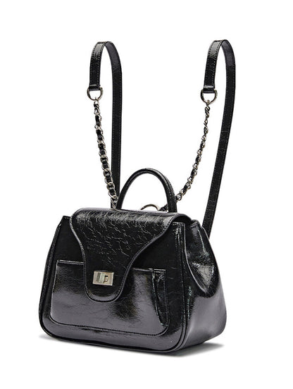 Chic Black Rectangular Handbag&Backpack With Heart Charm