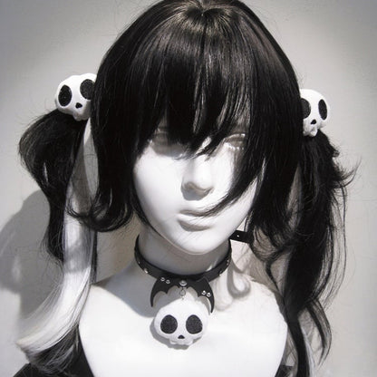 Black & White Plush Skeleton Design Punk Hairclips