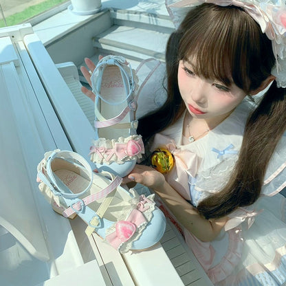 Sea Salt Strawberry Cake Blue Sweet Lolita Mary Jane Shoes