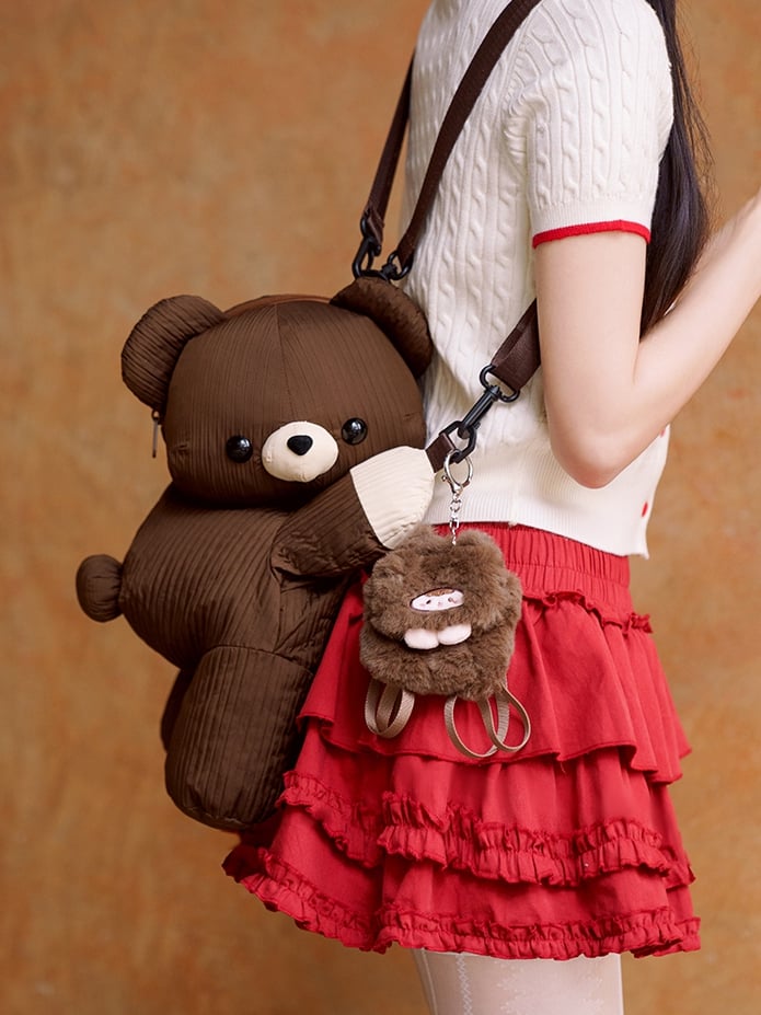 Brown Cute Bear Backpack/Crossbody Bag