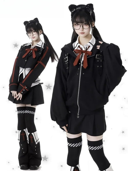 Black Cross Studs Decorated Leg Warmers