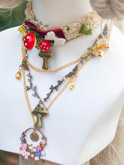 3 Options Mushroom/Floral Pendant Choker/Necklace
