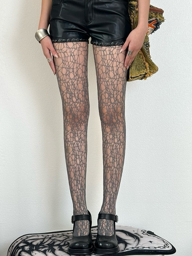 5 Color Options Wasteland Punk Cut-out Details Tights