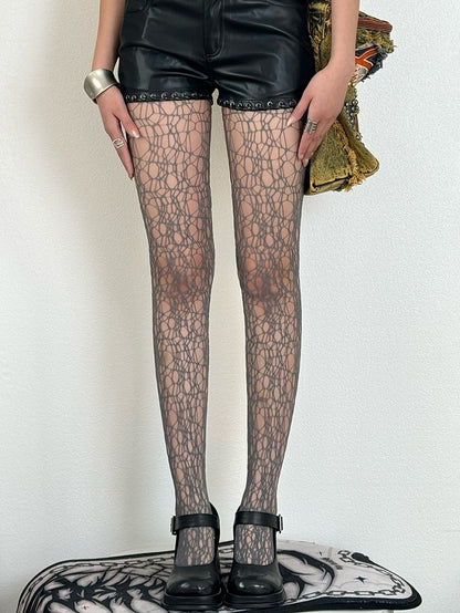 5 Color Options Wasteland Punk Cut-out Details Tights