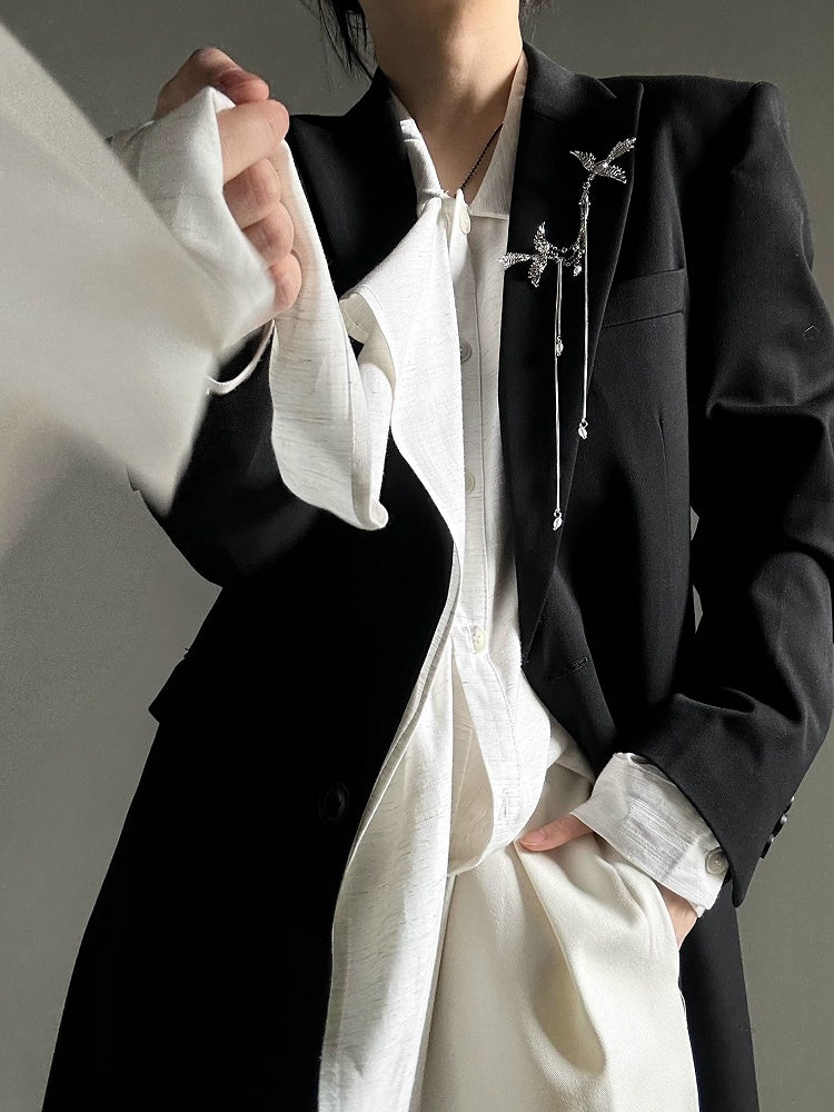 Ouji Lolita Light Apricot Retro Loose Fit Shirt with Long Draping Ribbon