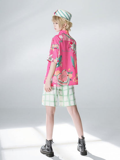 Summer Playful Pink Printed Shirt