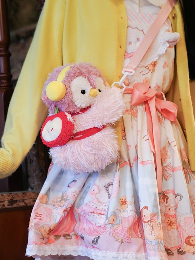 Pink Cute Penguin Plush Backpack/Crossbody Bag + 2 Options Keychain Middle/Large Size