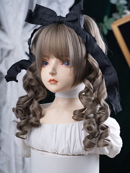 Brown 30CM Length Synthetic Wig With Long Double Ponytail Claw Clips