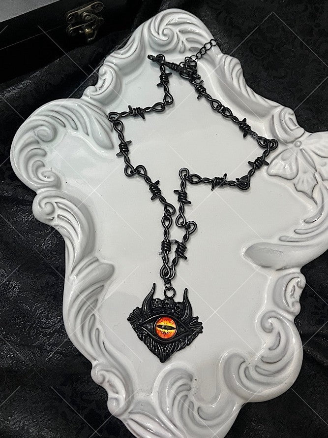 Red/Blue/Yellow/Orange Punk Rock Gothic Demon Eye Thorn Necklace