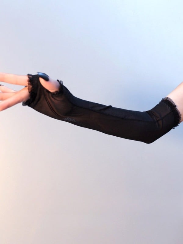 Black Gothic Lace Trim Sleeves