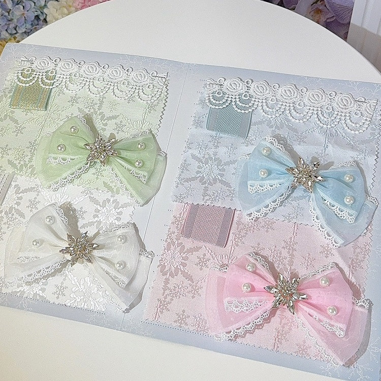 5 Color Options Beaded And Rhinestone Decorated Bowknot Hairclip