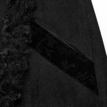 Plus Size Goth Black Plush-strips Coat