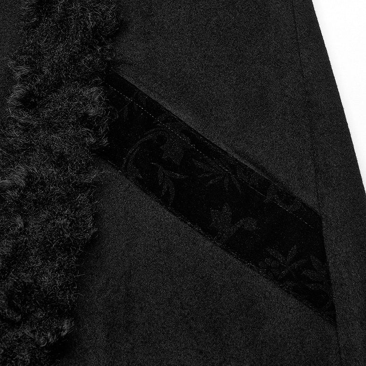 Plus Size Goth Black Plush-strips Coat