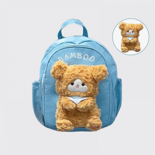 Blue Cute Backpack With A Detachable Puppy Doll