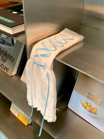 6 Color Options Lace-up Details Loose Leg Warmers