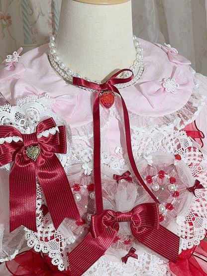 White Strawberry Pendant Beaded Necklace