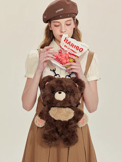 Brown Bear Plush Backpack Detachable Shoulder Straps Middle/Large Size
