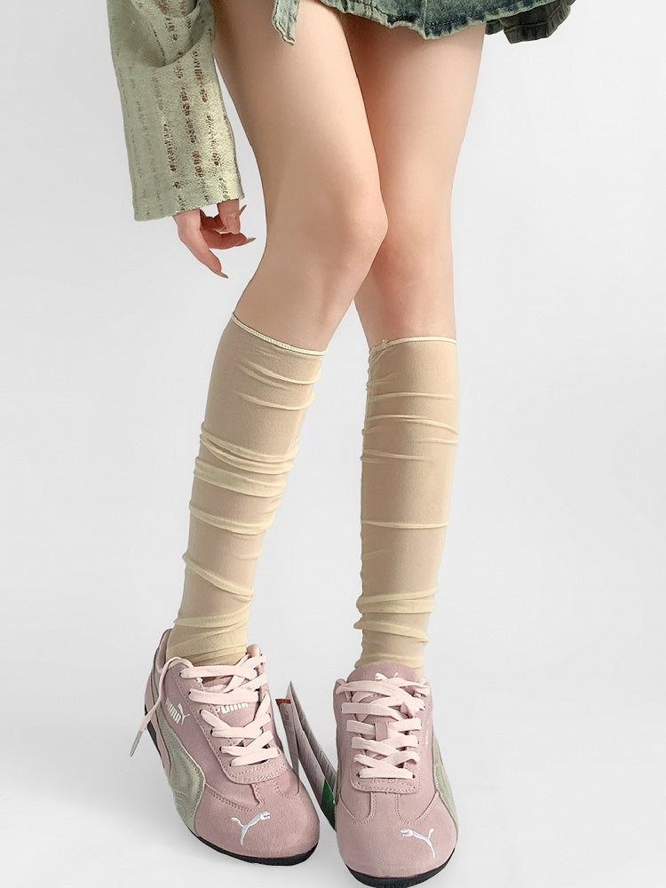 Beige/Pink/White/Nude Loose Under-Knee Stockings