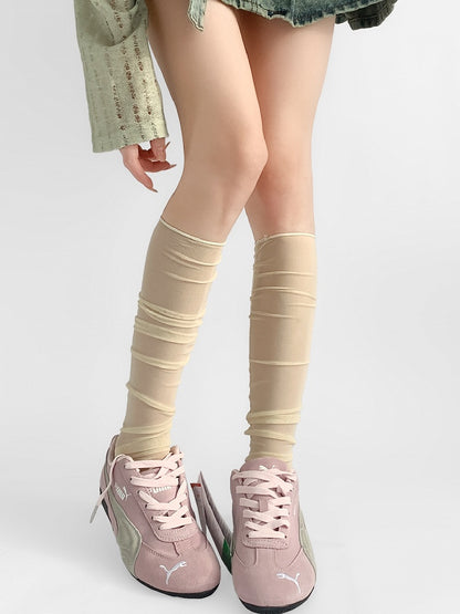 Beige/Pink/White/Nude Loose Under-Knee Stockings