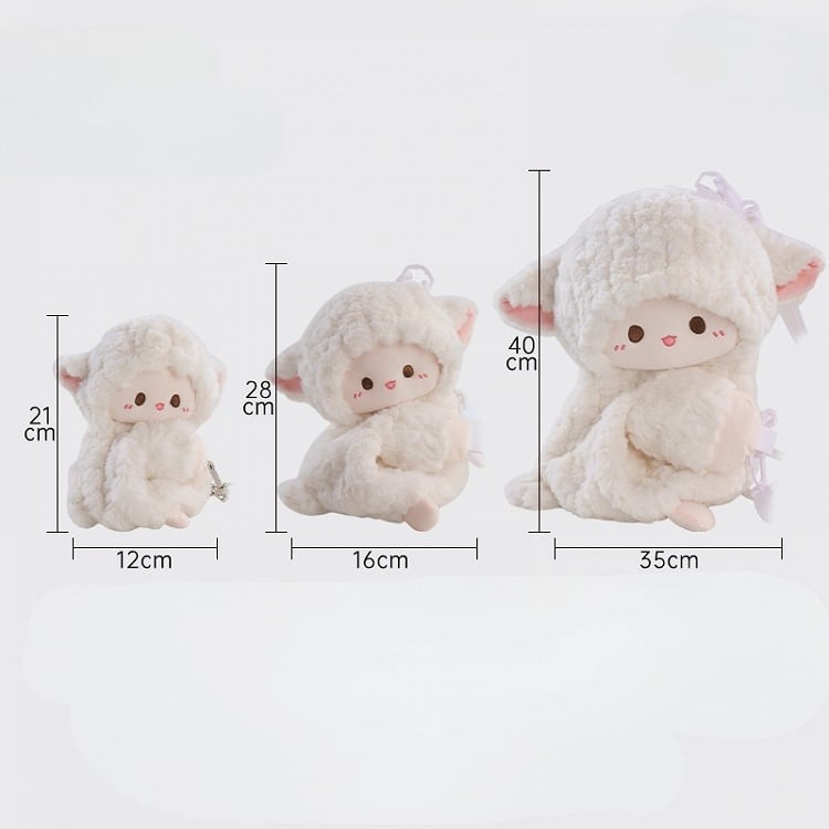 Cute Little Lamb White Plush Backpack/Crossbody Bag + Keychain