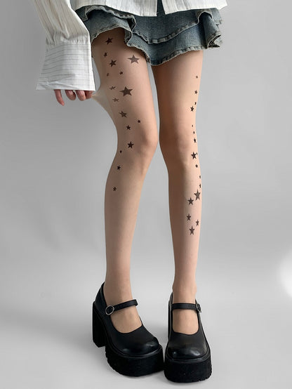 Nude Star Print Tights