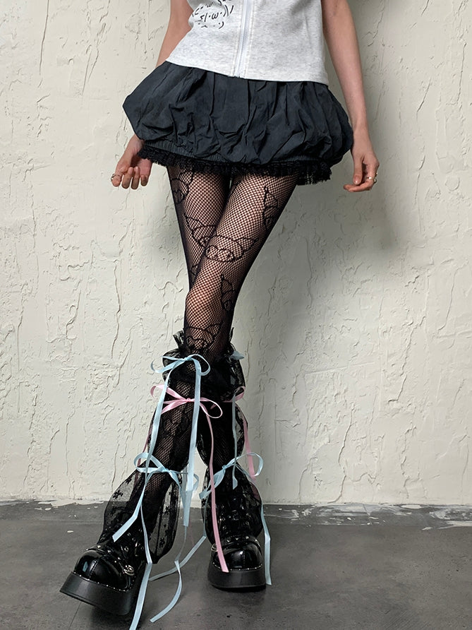 Black Y2K Self-tie Straps Lace Leg Sleeves